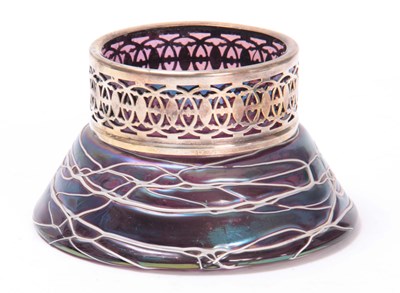 Lot 14 - A LOETZ TYPE MAUVE AND WHITE ENAMEL STREAKED...