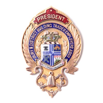 Lot 157 - A 9CT GOLD AND ENAMEL PRESIDENTS JEWEL for the...