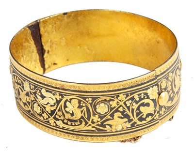 Lot 226 - A 19th CENTURY STEEL AND GOLD LEAF DAMASCUS...