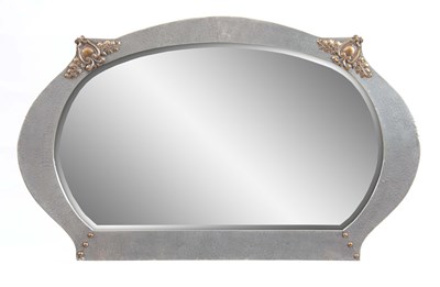 Lot 393 - AN ARTS AND CRAFTS HAMMERED PEWTER WALL MIRROR...