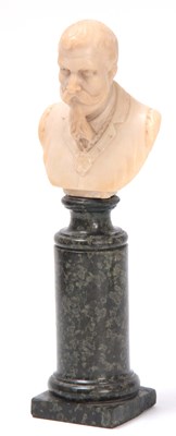 Lot 340 - A 19TH CENTURY ALABASTER CARVED BUST PORTRAIT...