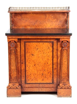 Lot 1006 - A REGENCY BURR ELM LIBRARY CABINET IN THE...
