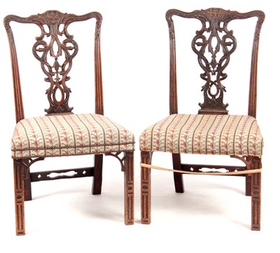 Lot 1028 - A PAIR OF GEORGE III CHIPPENDALE STYLE SIDE...