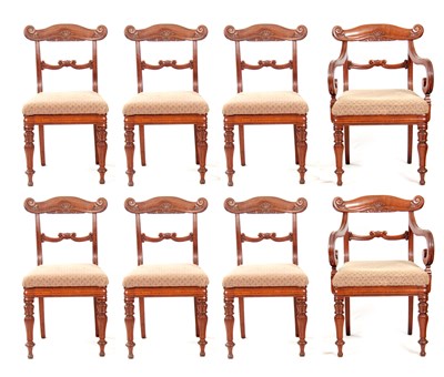 Lot 1095 - A GOOD SET OF EIGHT REGENCY POLLARD OAK...