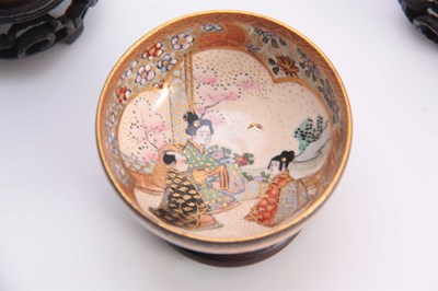 Lot 110 - A SATSUMA MINIATURE BOWL WITH FILIGREE STAND...