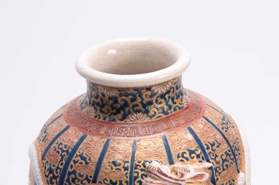 Lot 114 - A SATSUMA OVOID CABINET VASE having relief...