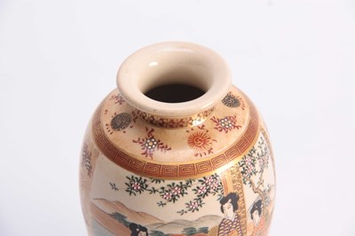 Lot 115 - A SATSUMA OVOID CABINET VASE decorated with...