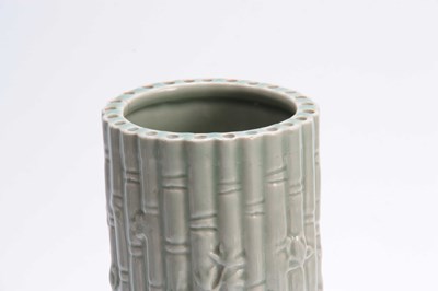 Lot 180 - A CHINESE CYLINDRICAL CELEDON VASE decorated...