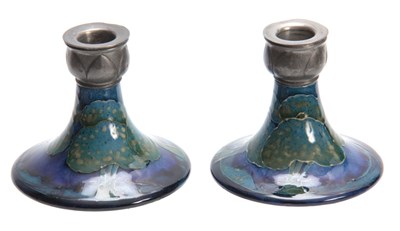Lot 59 - A PAIR OF MOORCROFT MOONLIT BLUE TAPERING...