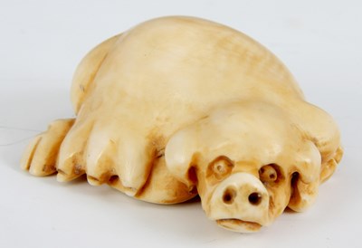 Lot 151 - A LATE 19TH CENTURY CARVED IVORY NETSUKE...