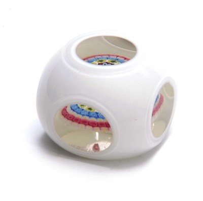 Lot 7 - A 19TH CENTURY MILLEFIORI WHITE OPAQUE CASED...