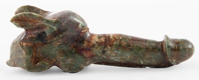 Lot 142 - AN EROTIC ORIENTAL CARVED JADE SCULPTURE OF A...