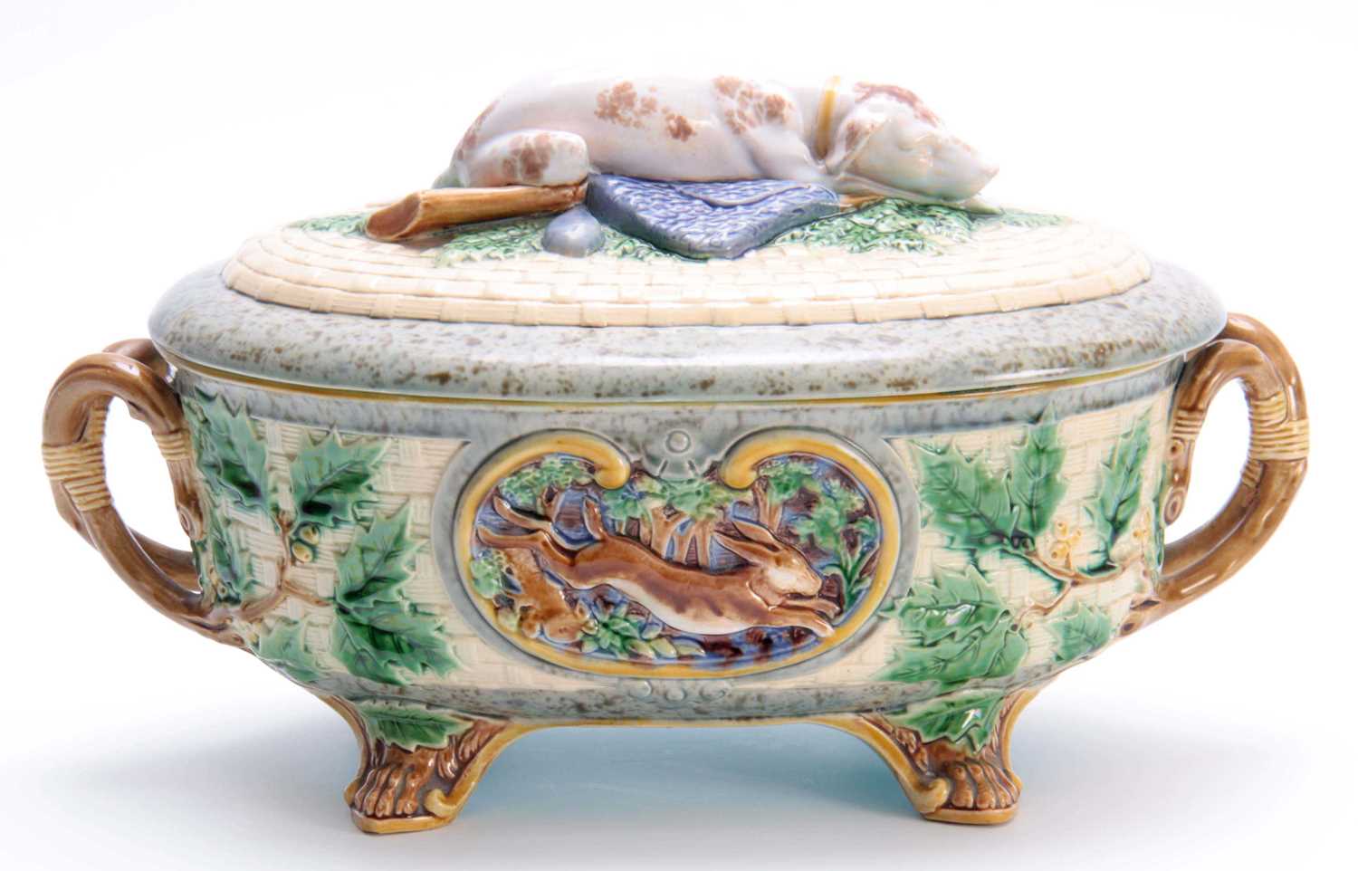 Lot 81 - A 19TH CENTURY MINTON MAJOLICA GAME PIE DISH...