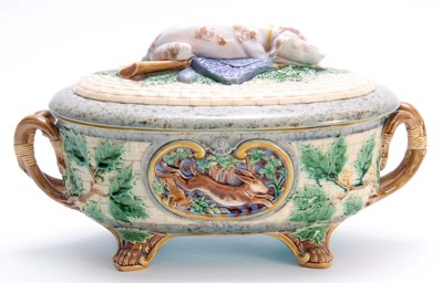 Lot 81 - A 19TH CENTURY MINTON MAJOLICA GAME PIE DISH...
