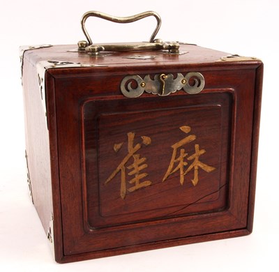Lot 183 - A CHINESE SILVER METAL MOUNTED HARDWOOD...