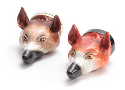 Lot 94 - TWO LATE 19th CENTURY STAFFORDSHIRE FOX HEAD...