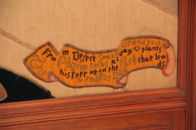 Lot 967 - AN ARTS AND CRAFTS WALNUT EMBROIDERED SCREEN...