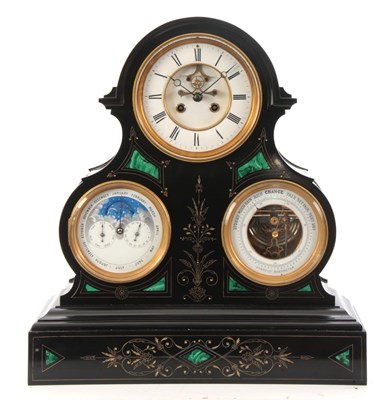 Lot 1015 - A GOOD 19TH CENTURY FRENCH BLACK SLATE AND...