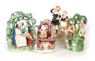 Lot 104 - A SELECTION OF FOUR 19TH CENTURY STAFFORDSHIRE...