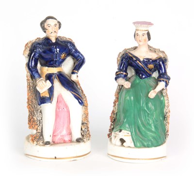 Lot 105 - A PAIR OF 19TH CENTURY STAFFORDSHIRE FIGURES...