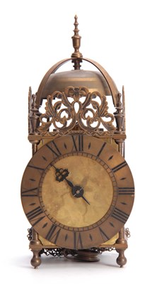 Lot 1065 - A MID 20th CENTURY LANTERN CLOCK the brass...