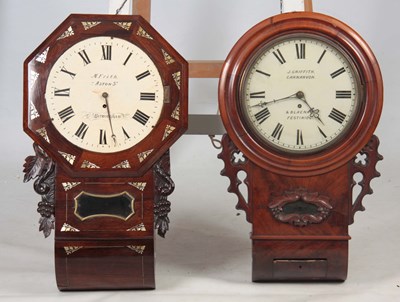 Lot 1078 - TWO MID 19th CENTURY DROP DIAL FUSEE WALL...