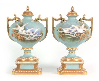 Lot 110 - AN UNUSUAL SHAPED

A PAIR OF ROYAL WORCESTER...