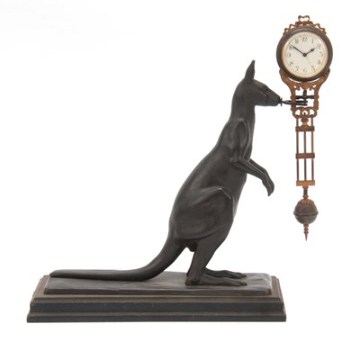 Lot 1102 - AN EARLY 20th CENTURY PATINATED METAL KANGAROO...