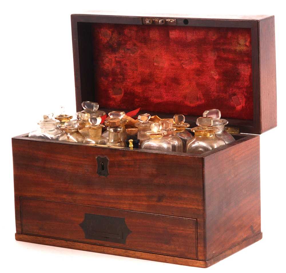 Lot 412 - A GEORGE III MAHOGANY APOTHECARIES BOX with...