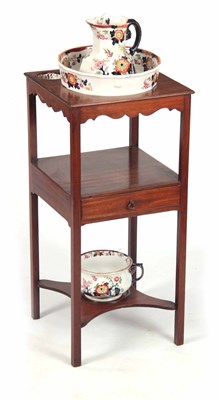 Lot 1116 - A GEORGIAN SQUARE MAHOGANY WASHSTAND FITTED...