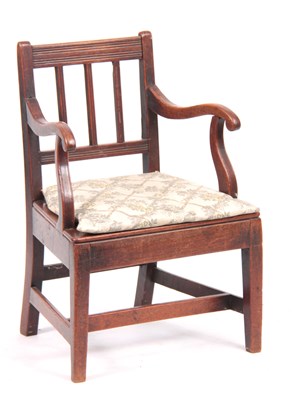 Lot 1127 - A LATE GEORGIAN FRUITWOOD CHILDS ARMCHAIR with...
