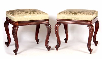 Lot 1135 - A PAIR OF LATE REGENCY ROSEWOOD STOOLS with...