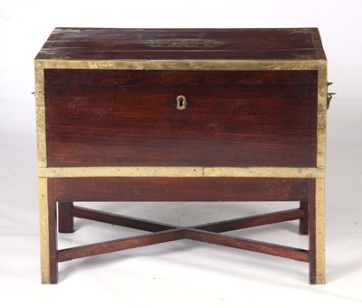 Lot 1138 - AN 18TH CENTURY BRASS BOUND ROSEWOOD INDIAN...