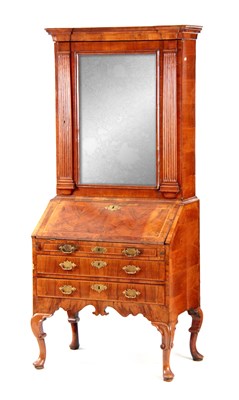 Lot 1144 - AN UNUSUAL QUEEN ANNE FIGURED WALNUT BUREAU...