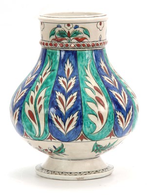 Lot 116 - A 19TH CENTURY ISNIC BALUSTER VASE decorated...