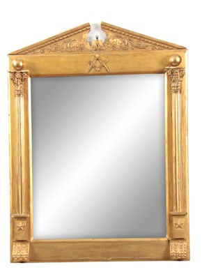 Lot 1152 - A 19TH CENTURY MASONIC CARVED GILT GESSO...