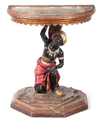 Lot 1153 - A LATE 19TH CENTURY BLACKAMOOR DEMI LUNE SIDE...