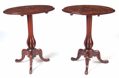Lot 1157 - A NEAR PAIR OF VICTORIAN MARQUETRY INLAID BURR...