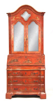 Lot 1175 - AN 18TH CENTURY CONTINENTAL SCARLET LACQUERED...