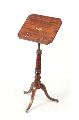 Lot 1184 - A REGENCY BRASS INLAID ROSEWOOD ADJUSTABLE...