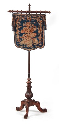 Lot 1191 - AN EARLY VICTORIAN WALNUT POLE SCREEN with...