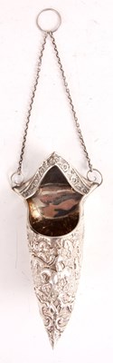 Lot 268 - A LATE VICTORIAN SILVER HANGING WALL POCKET in...
