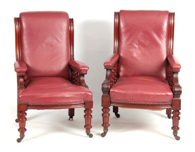 Lot 1194 - A PAIR OF LATE 19TH CENTURY MAHOGANY RED...