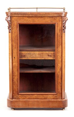 Lot 1196 - A VICTORIAN BURR WALNUT INLAID MUSIC CABINET...