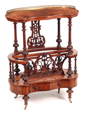 Lot 1199 - A VICTORIAN BURR WALNUT KIDNEY SHAPED INLAID...