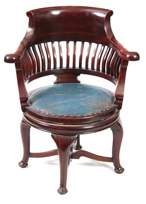 Lot 1210 - AN EARLY 20th CENTURY MAHOGANY CAPTAINS CHAIR...