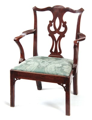 Lot 1211 - A GEORGE III CHIPPENDALE STYLE WALNUT COUNTRY...