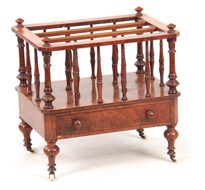 Lot 1214 - A MID 19th CENTURY BURR WALNUT CANTERBURY with...