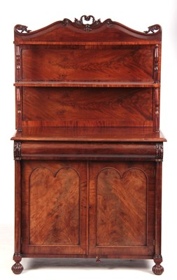 Lot 1216 - A WILLIAM IV FLAMED MAHOGANY CHIFFONEER with a...
