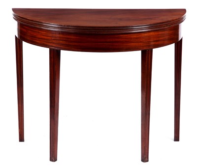Lot 1220 - A GEORGE III FLAMED MAHOGANY 'D' SHAPED TEA...